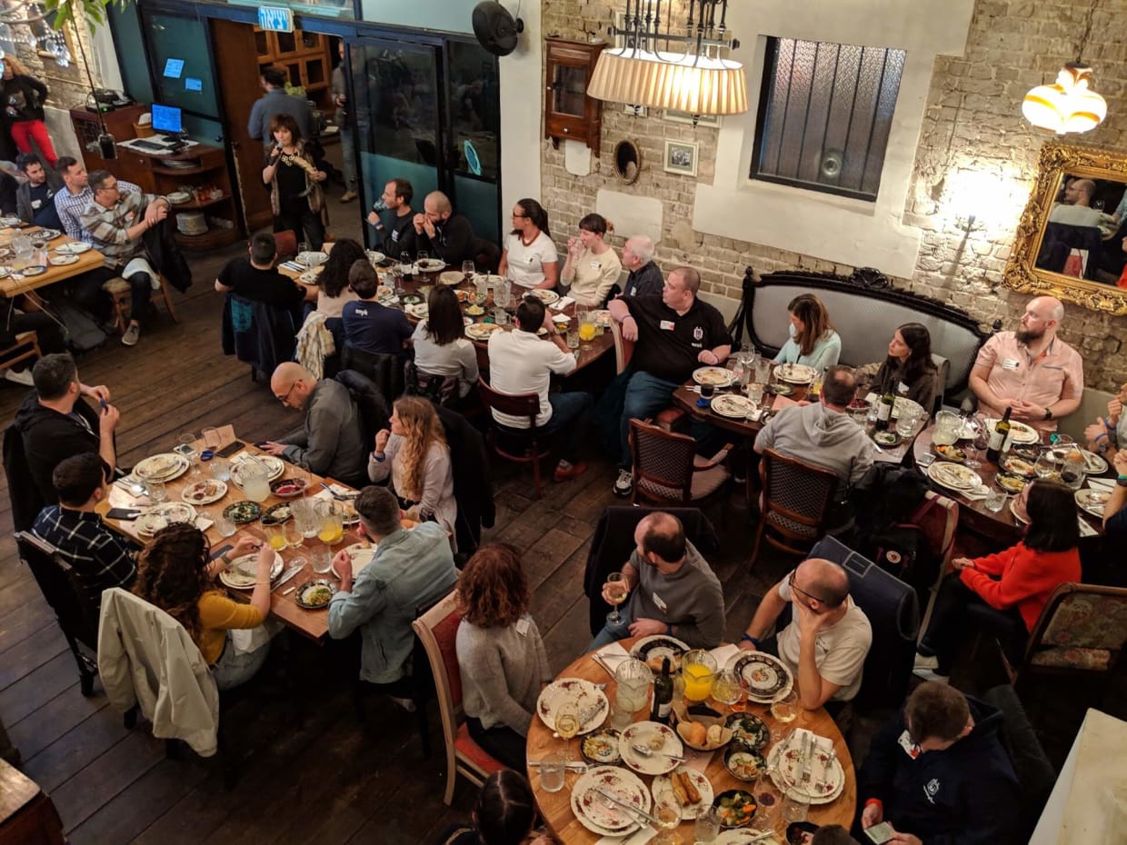 Picture of the team dinner shot from above..